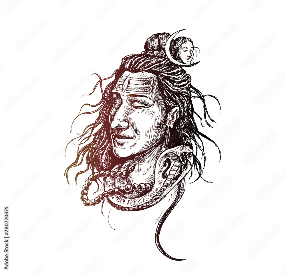 Learn How to Draw Lord Shiva Face (Hinduism) Step by Step : Drawing  Tutorials | Lord shiva sketch, Lord shiva painting, Mandala design art
