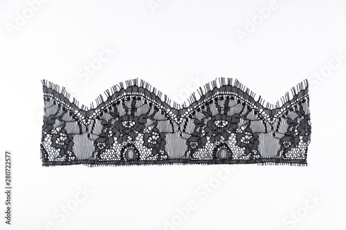 strip of black lace isolated,border lace isolated