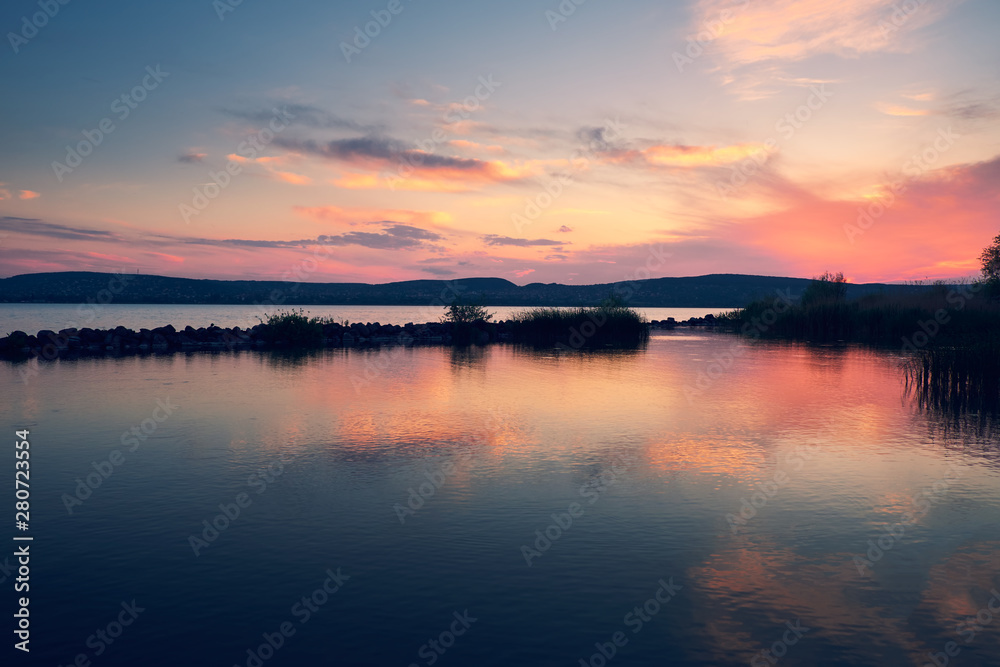 Lake sunset summer