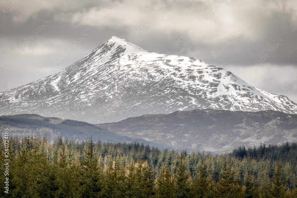 mountains in winter in scotland