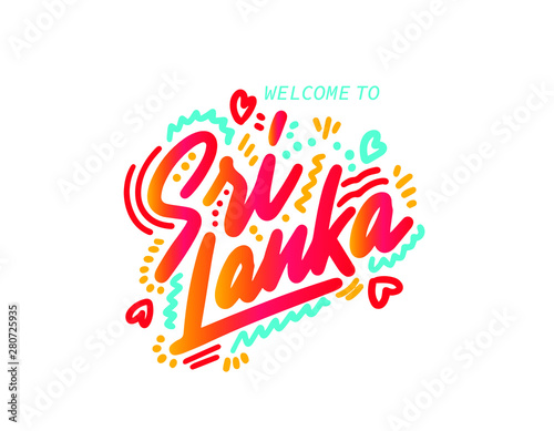 Sri Lanka Word Text with Creative Handwritten Font Design Vector Illustration. - Vector