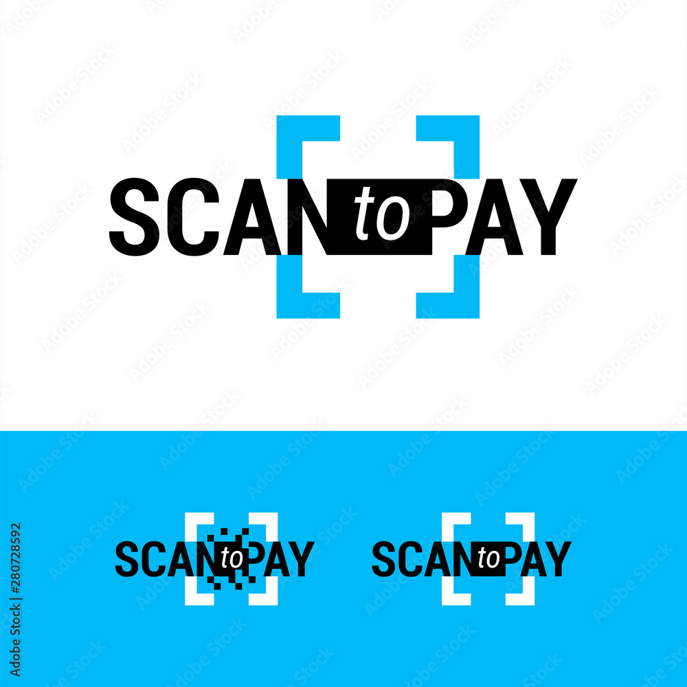 Minimalistic sign to indicate payment method using QR code. Logo for online payments, money transfers. Scan for payment. Placed at the checkout or at entrance door. Minimalistic sign to indicate payment method using QR code. Logo for online payments, money transfers. Scan for payment. Placed at the checkout or at entrance door.