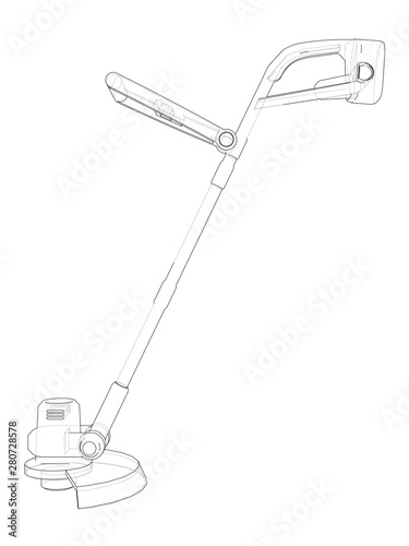 Outline trimmer grass cutter. Vector