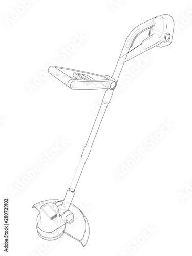 Outline trimmer grass cutter. Vector