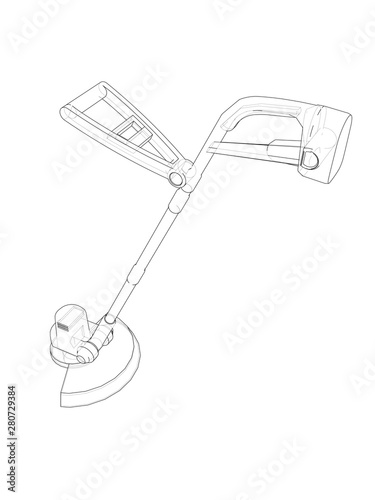 Outline trimmer grass cutter. Vector