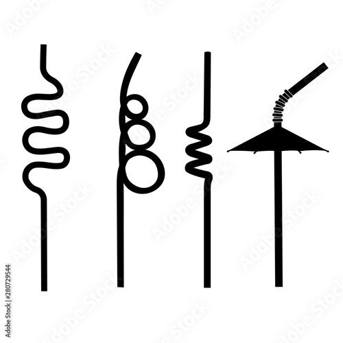 Cocktail straw icon, logo isolated on white background