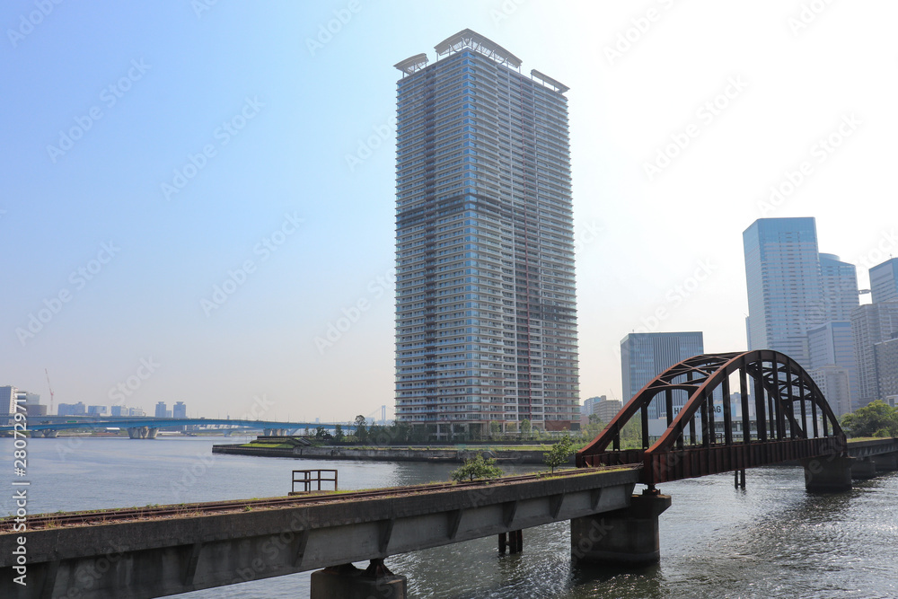 晴海橋梁付近の風景（東京都江東区）,harumi bridge,tokyo bay,japan