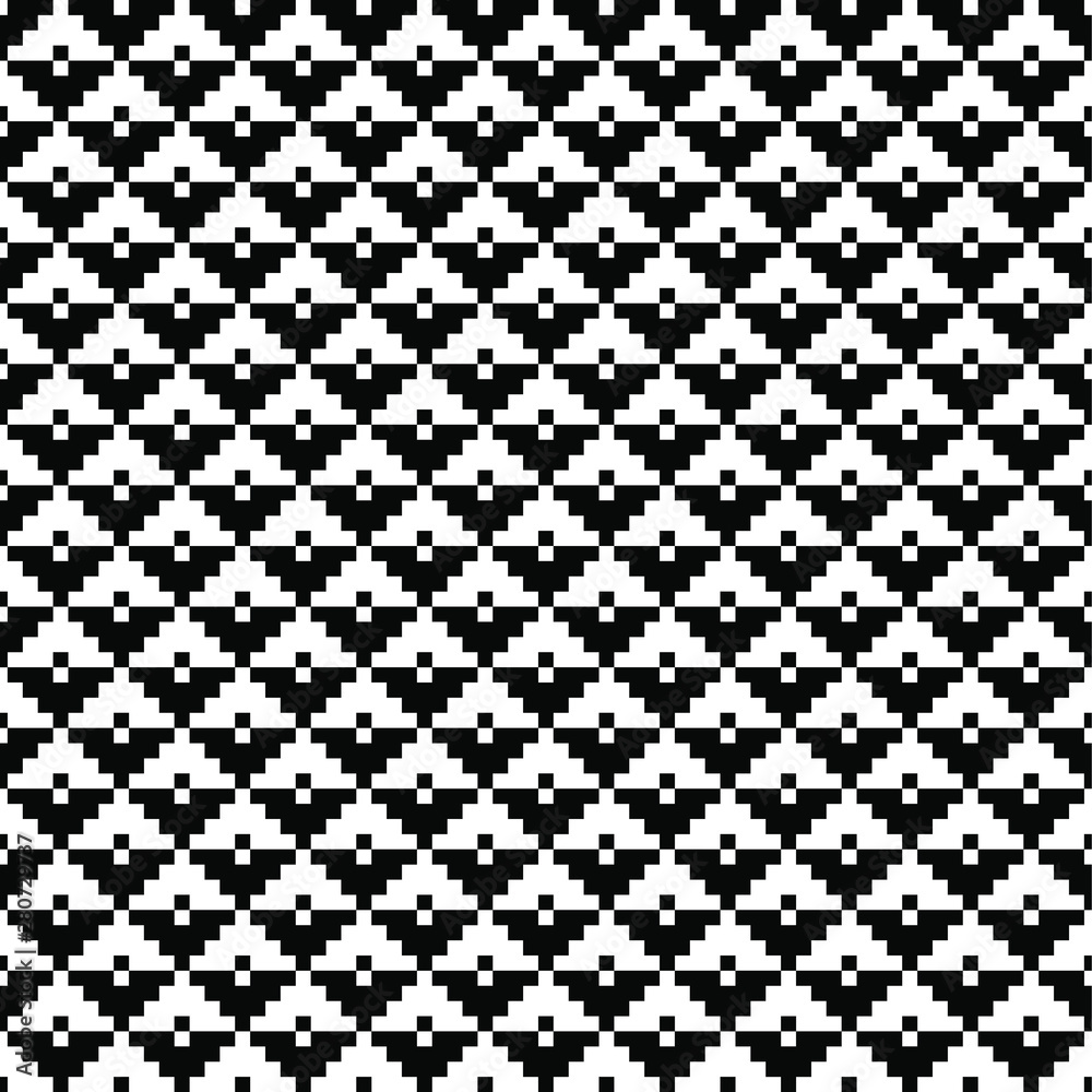 Abstract background with 3d effect. Seamless geometric pattern. Black and white texture.