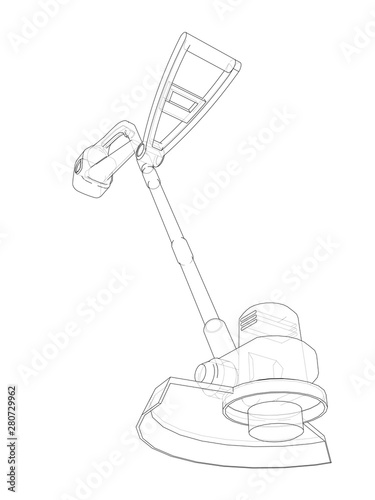 Outline trimmer grass cutter. Vector