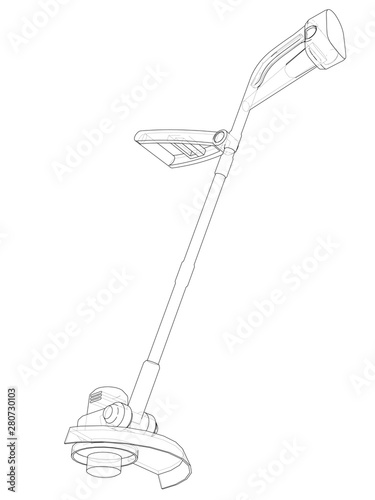 Outline trimmer grass cutter. Vector