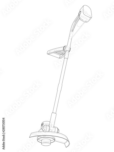Outline trimmer grass cutter. Vector