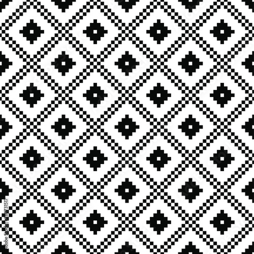 Seamless geometric pattern. Black and white texture. Abstract monochrome background.