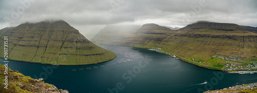 Fish farm aquaculture near Klaksvik, Faroe Islands