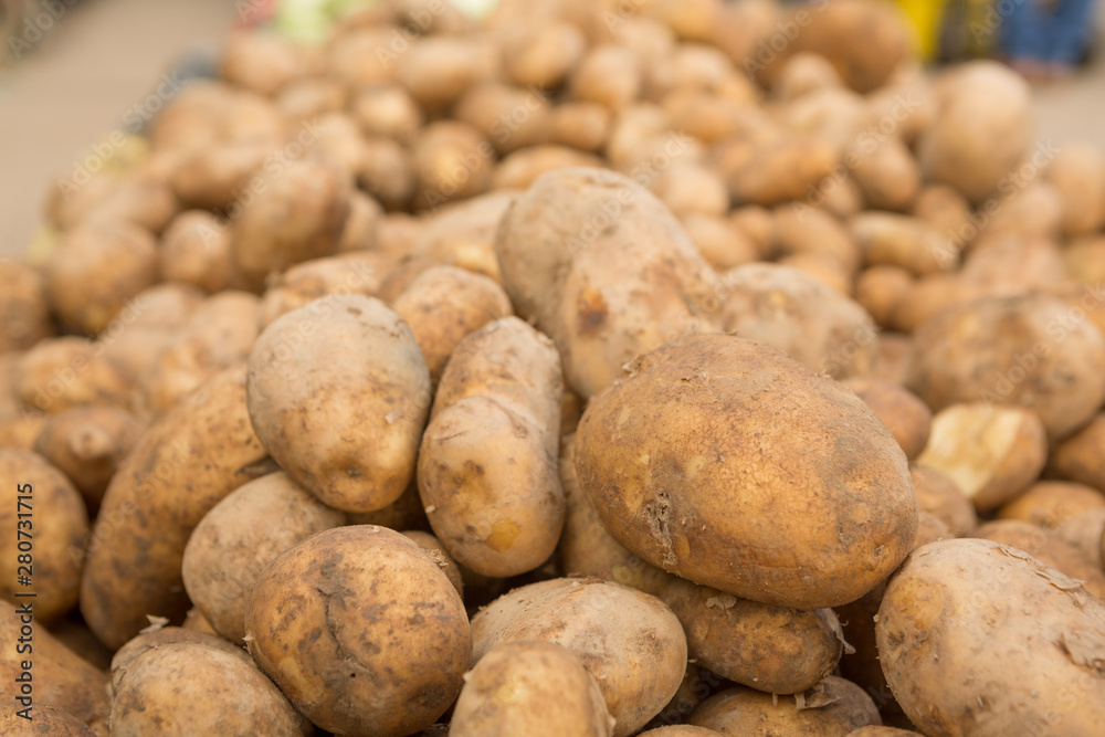 Close-up of potatoes at a public market Close-up of potatoes at a public market