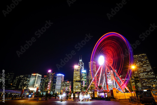 Hong Kong skyline with Observation Wheels