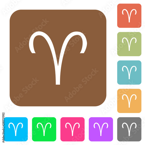 Aries zodiac symbol rounded square flat icons