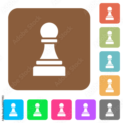 Black chess pawn rounded square flat icons