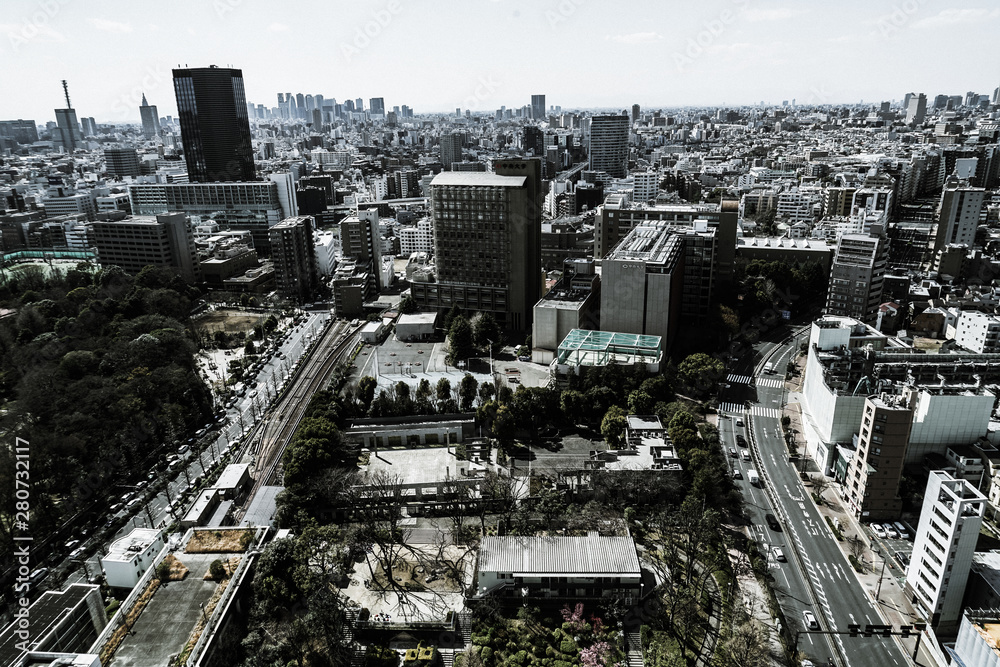Obraz premium 文京シビックセンター展望ラウンジから見える東京の街並み