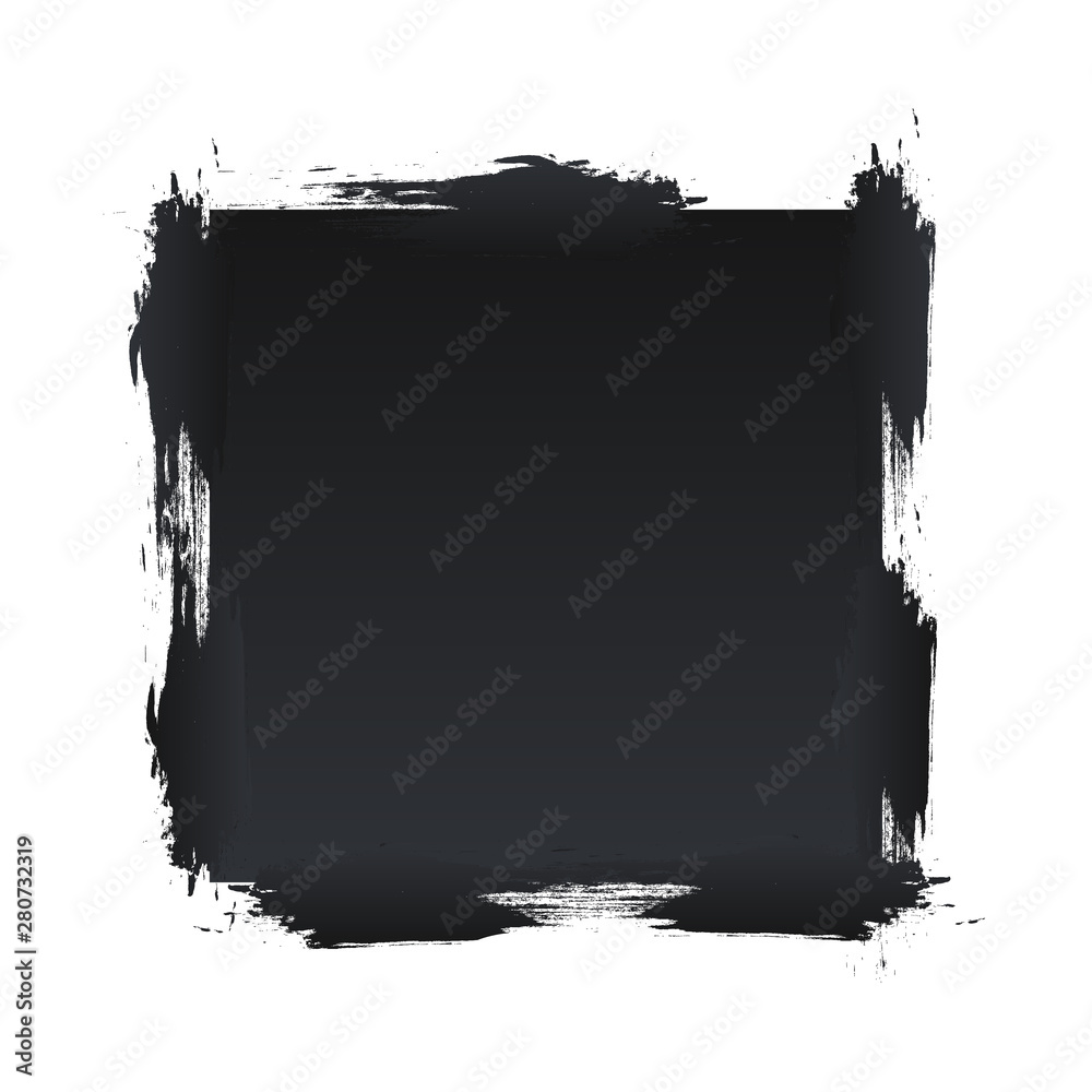 Black square banner with shabby edges, vector art illustration.