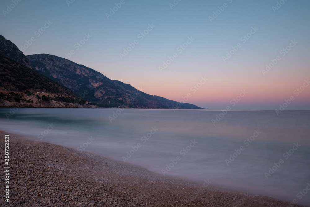 Oludeniz, Turkey. Mediterranean Sea at dawn of the sun.