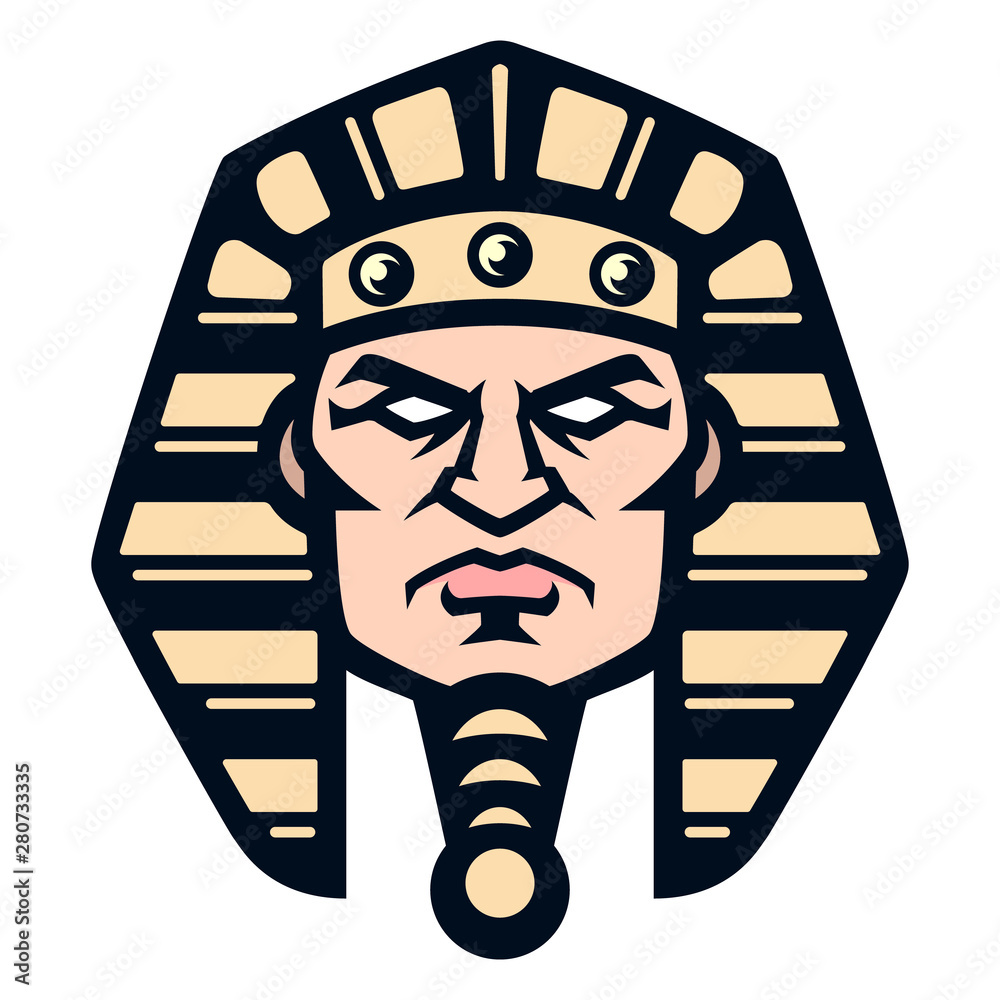 Professional logo Egyptian Pharaoh, sport mascot. Vector illustration,  isolated on white background. Simple shape for design emblem, symbol, sign,  badge, label, stamp. Stock Vector | Adobe Stock