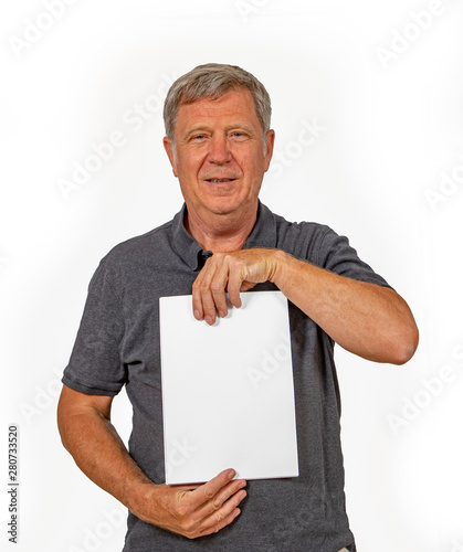 portrait of trustful smiling mature man