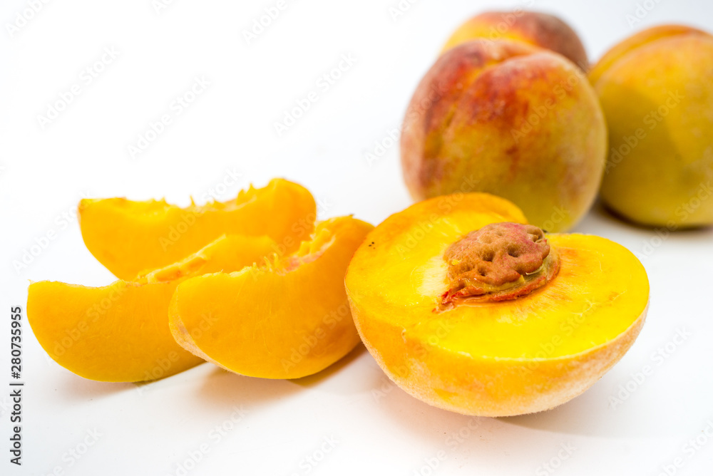 apricots on white background