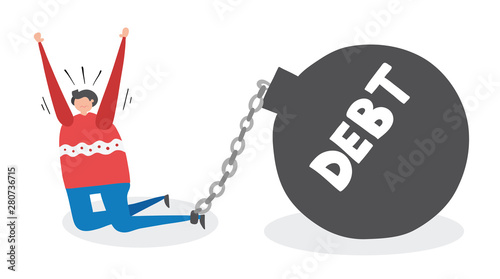 Man owes a lot of money. hand-drawn vector illustration.