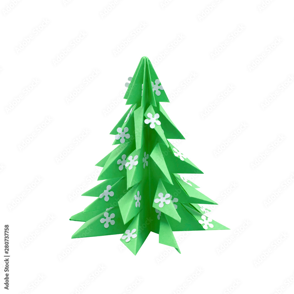 3d origami christmas tree isolated on white 3d origami christmas tree isolated on white
