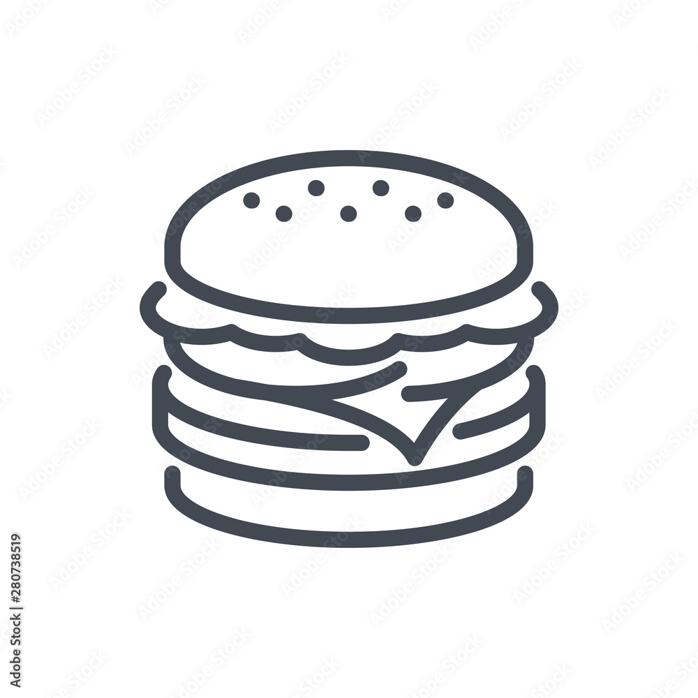 Hamburger and cheeseburger line icon. Vector outline sign. Stock Vector |  Adobe Stock