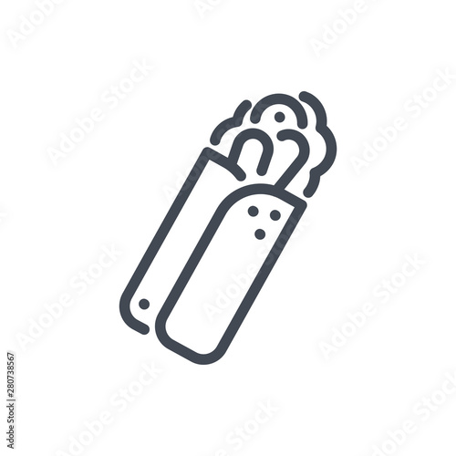 Burrito and shawarma line icon. Vector outline sign.