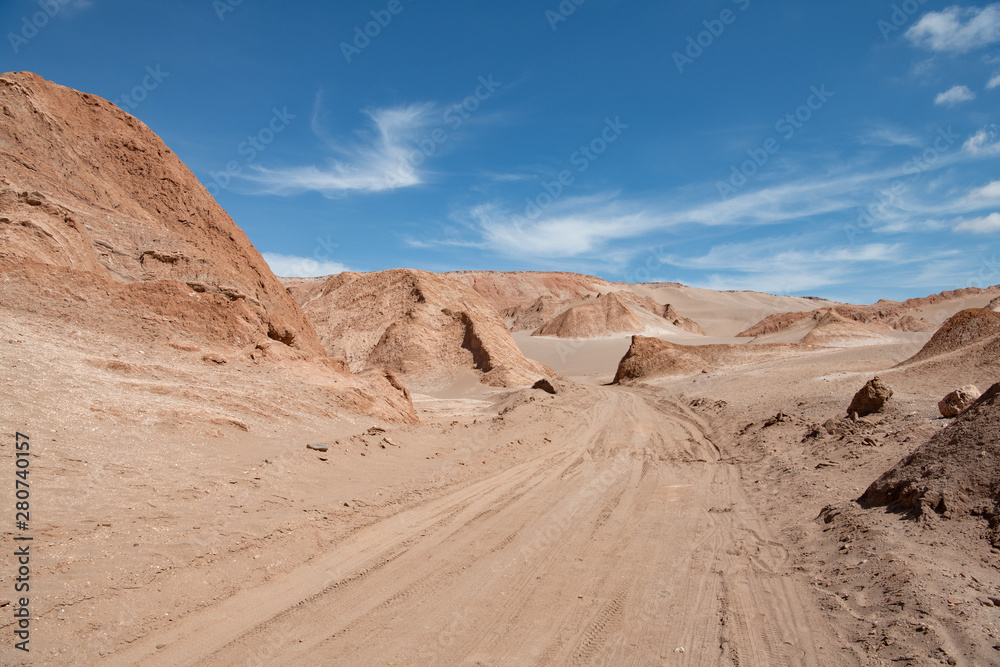 sandy road in Atacama desert Chile