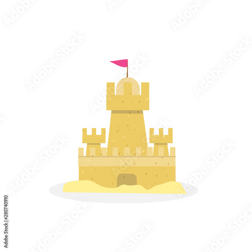 Sand Castle Isolated on White Background, Icon