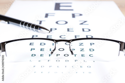 Brille mit Sehtest und Stift