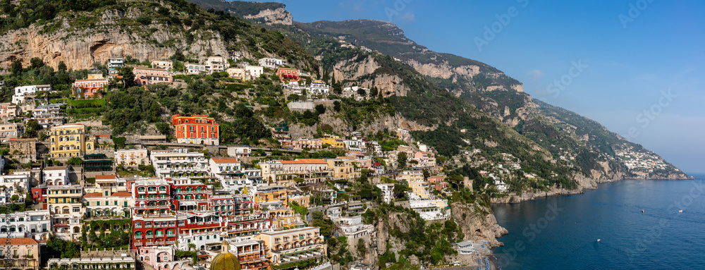 Panoramic  view of  Positano town at Amalfi coast, Italy.