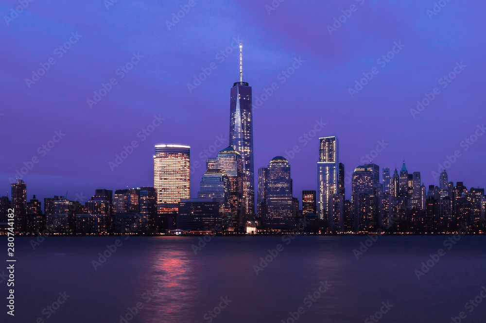 The purple skyline of New York