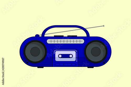 Blue boombox - Flat design