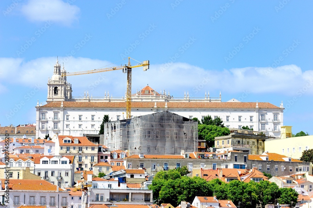 Jerónimos Monastery high on the hill in Lisbon