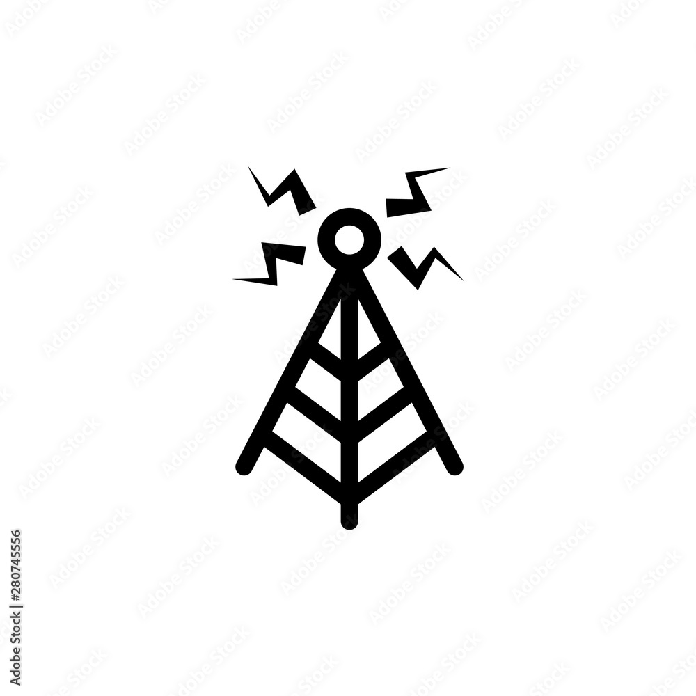 flat line single radio antenna icon symbol sign, logo template, vector, eps 10
