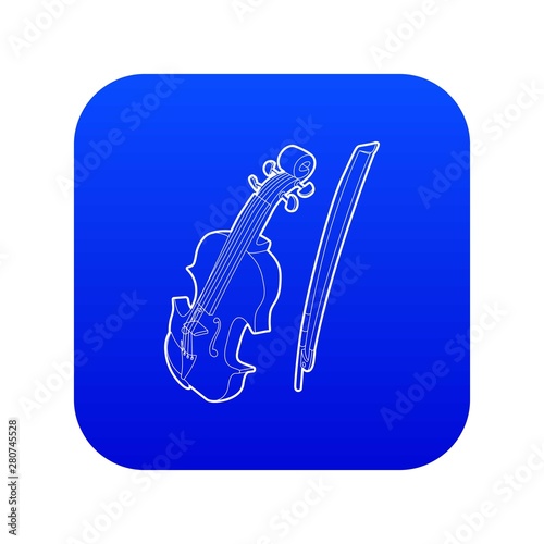 Contrabass icon blue vector isolated on white background