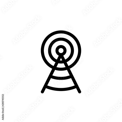 flat line single radio antenna icon symbol sign, logo template, vector, eps 10