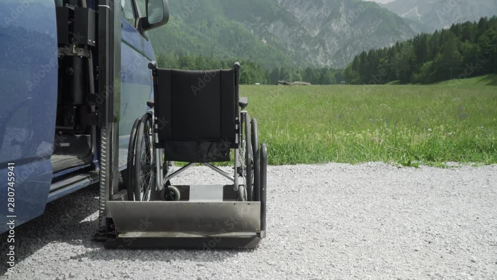 Slide Rider Handicapped Device 4k resolution video of electric lift specialized vehicle for people ...