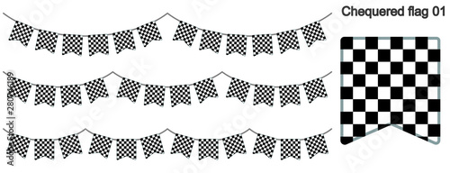 チェッカーフラッグ(レース旗)のガーラーンドのベクターデータ（bunting garland）