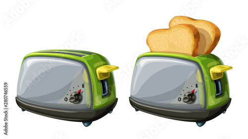 steel toasters on white background
