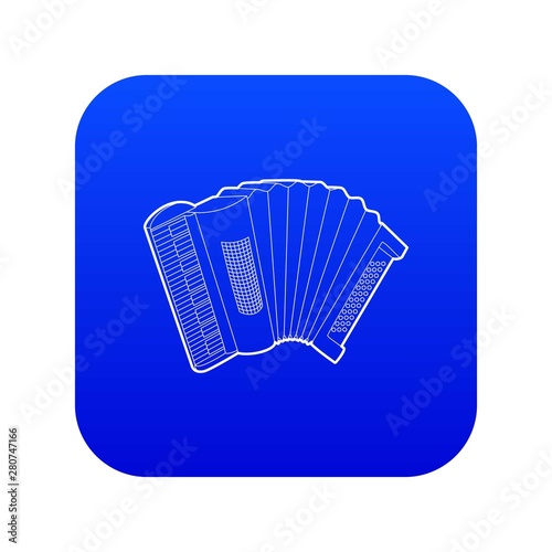 Accordion icon blue vector isolated on white background