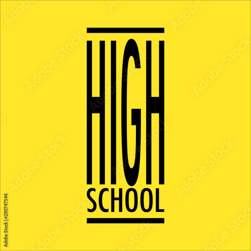 high school logo on yellow background vector