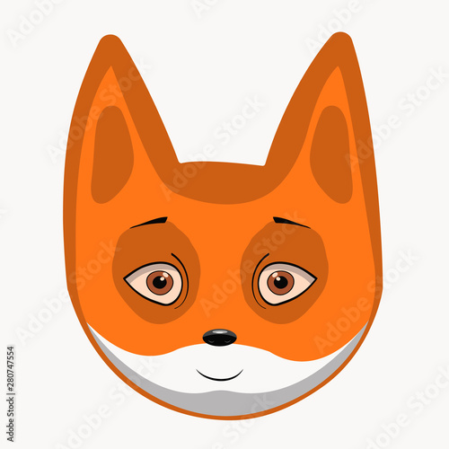 Head of red fox in cartoon style