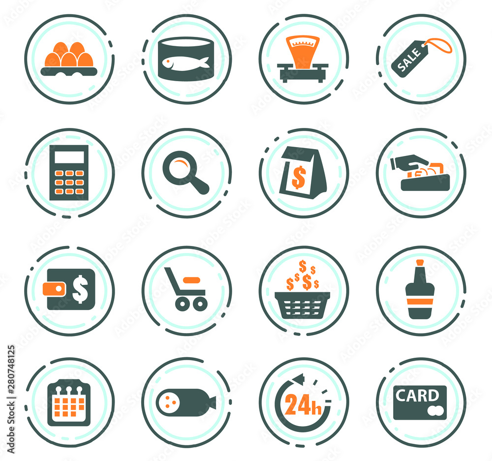 Grocery store icons set Grocery store icons set