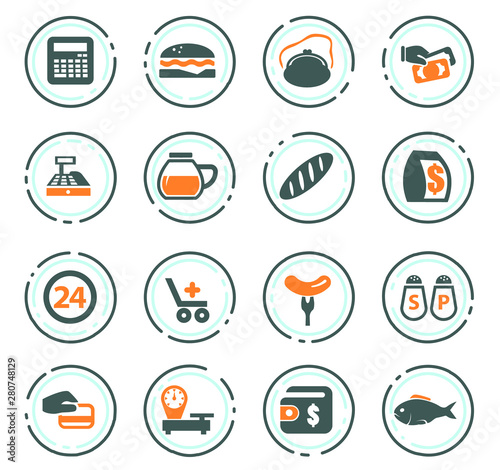 Grocery store icons set