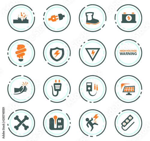 High voltage icons set